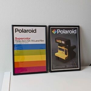 Polaroid Posters 2 x framed Polaroid Supercolor Time-Zero SX-70 Land Film Poster